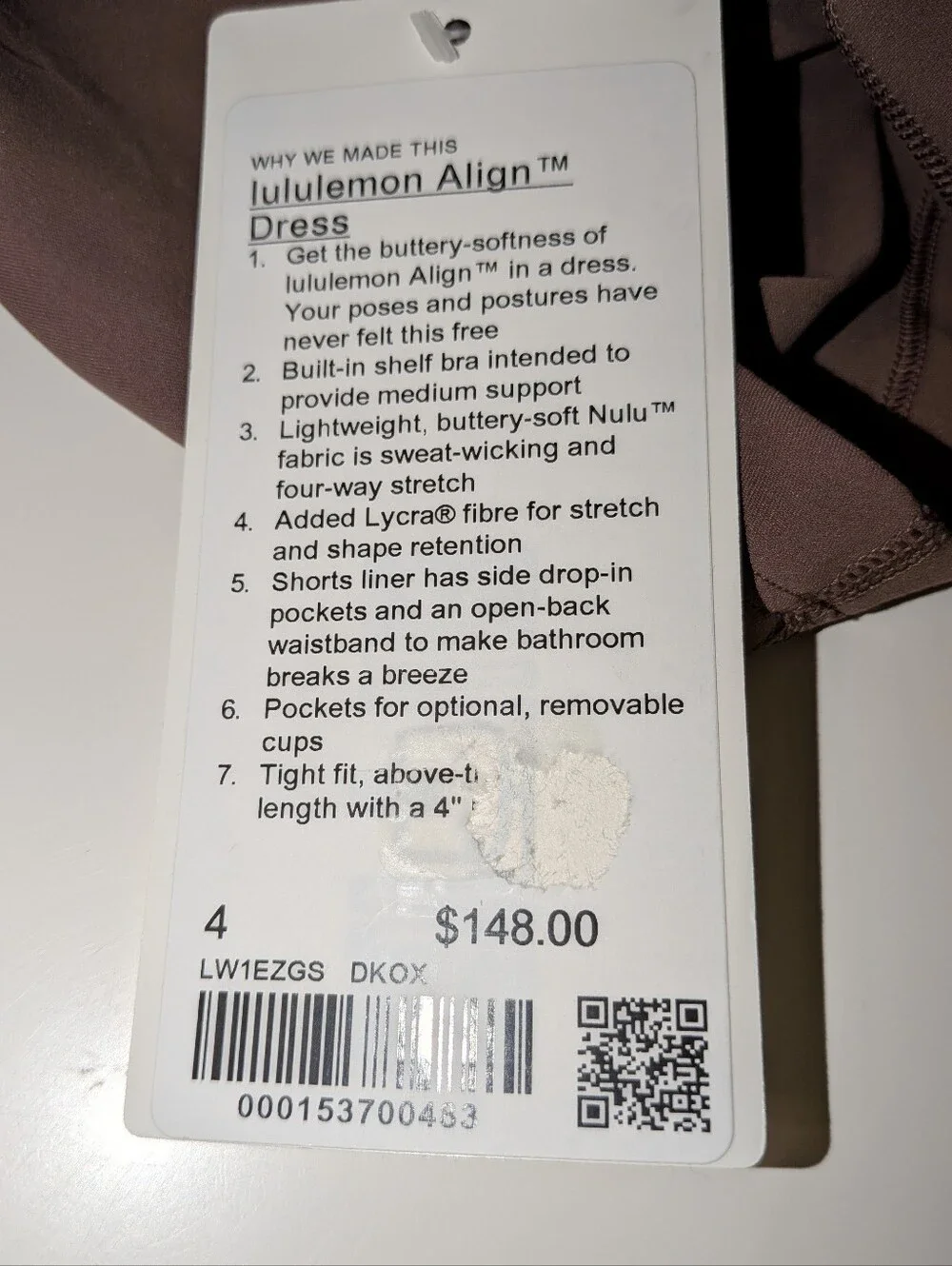 Nwt Lululemon Align Dress 4 Dark Oxide (Latte Brown)